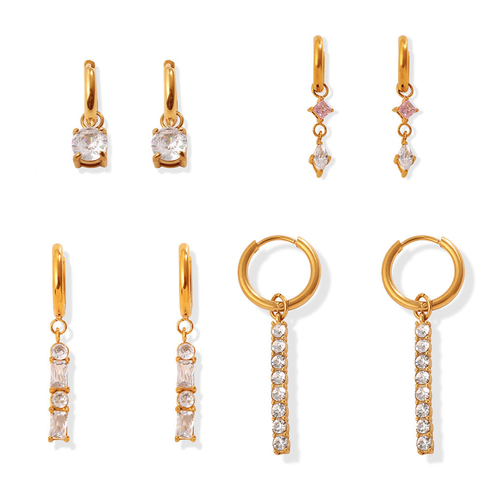 Exquisite Light Luxury Diamond-Inlaid Waterdrop Ear Buckles, Elegant Geometric Circle Earrings For Dating & Daily Wear
