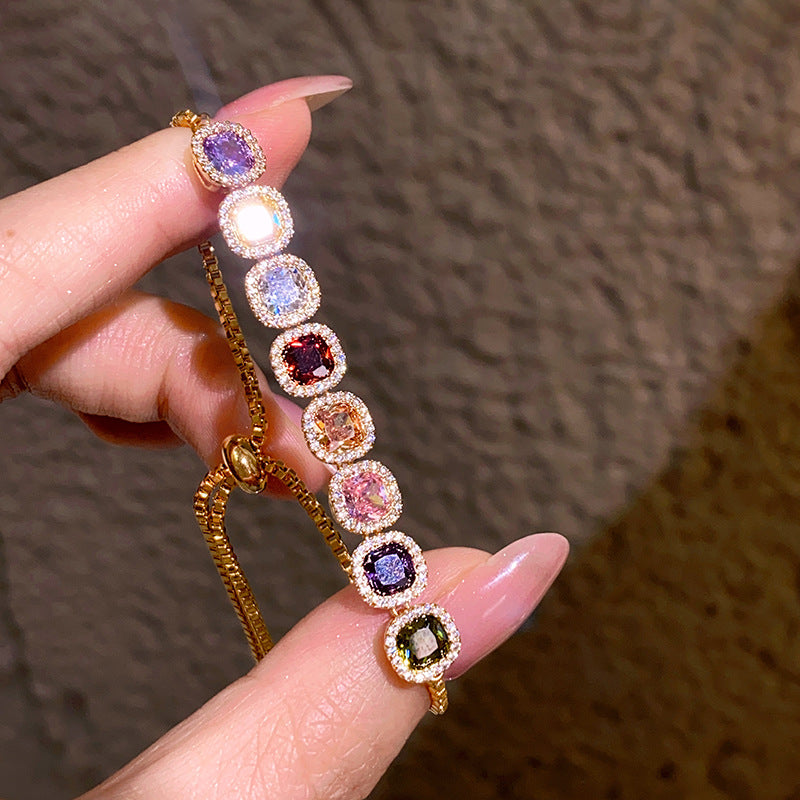 New Dopamine Colored Cubic Sugar Zircon Bracelet