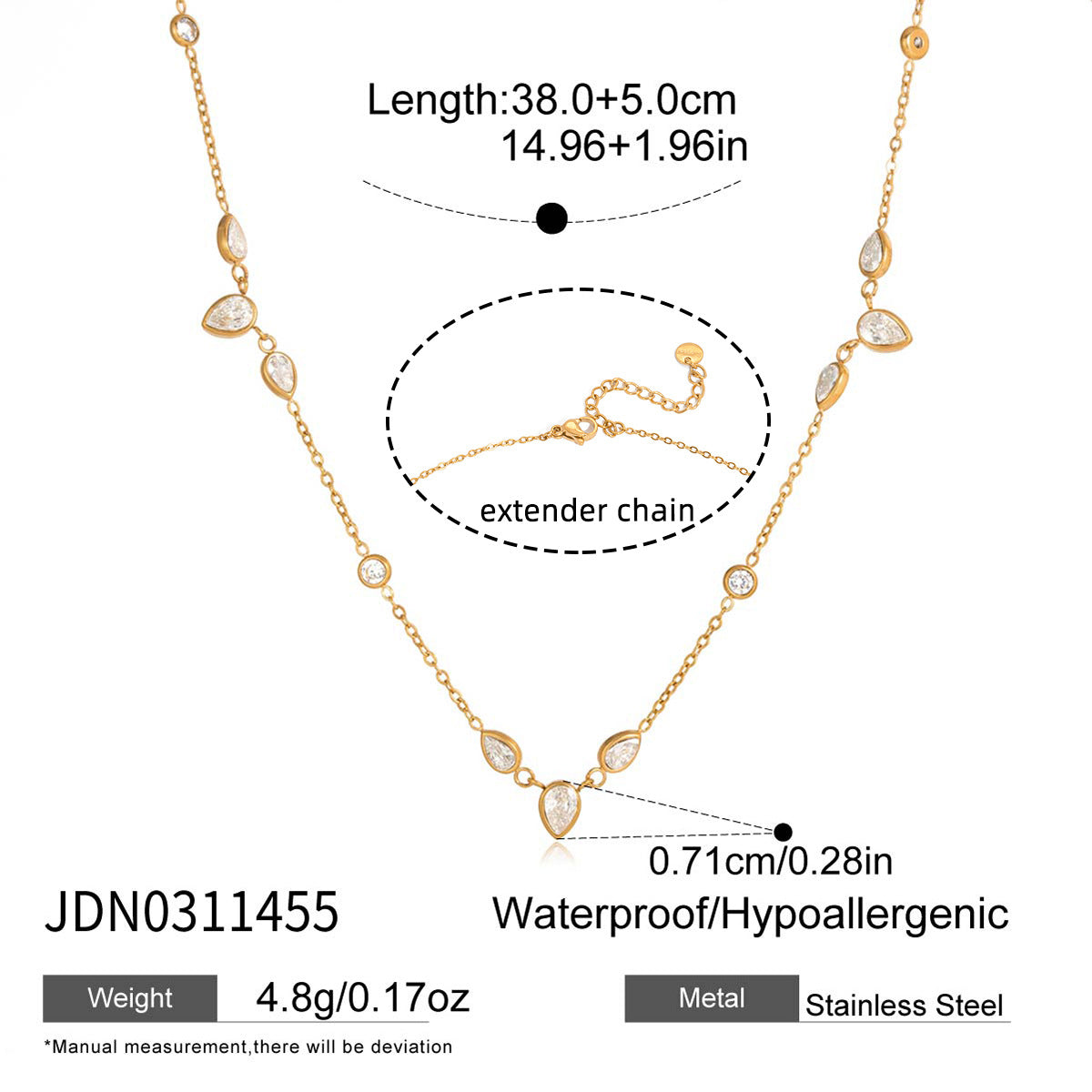 High-End Steel Zircon Pendant Necklace