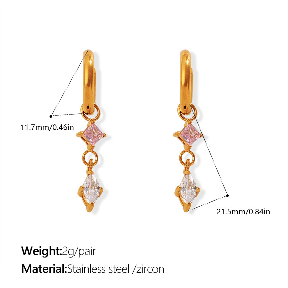 Exquisite Light Luxury Diamond-Inlaid Waterdrop Ear Buckles, Elegant Geometric Circle Earrings For Dating & Daily Wear