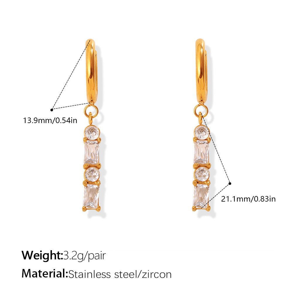 Exquisite Light Luxury Diamond-Inlaid Waterdrop Ear Buckles, Elegant Geometric Circle Earrings For Dating & Daily Wear