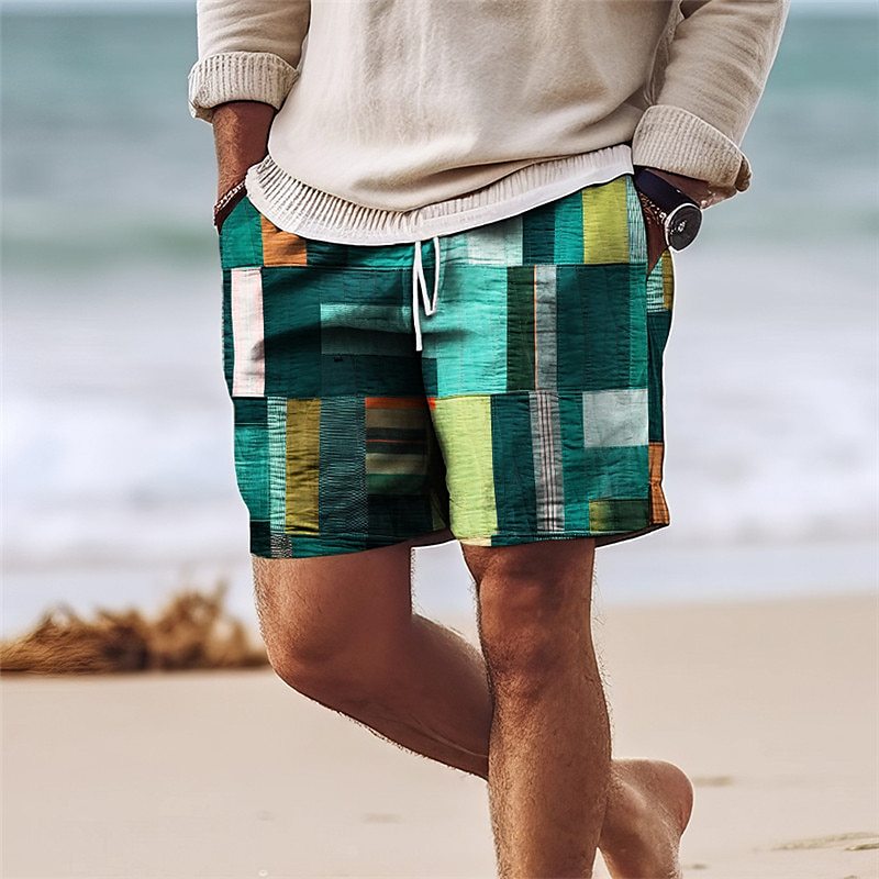 Print Beach Shorts Summer Fashion Loose Drawstring Short Pants Mens Clothing