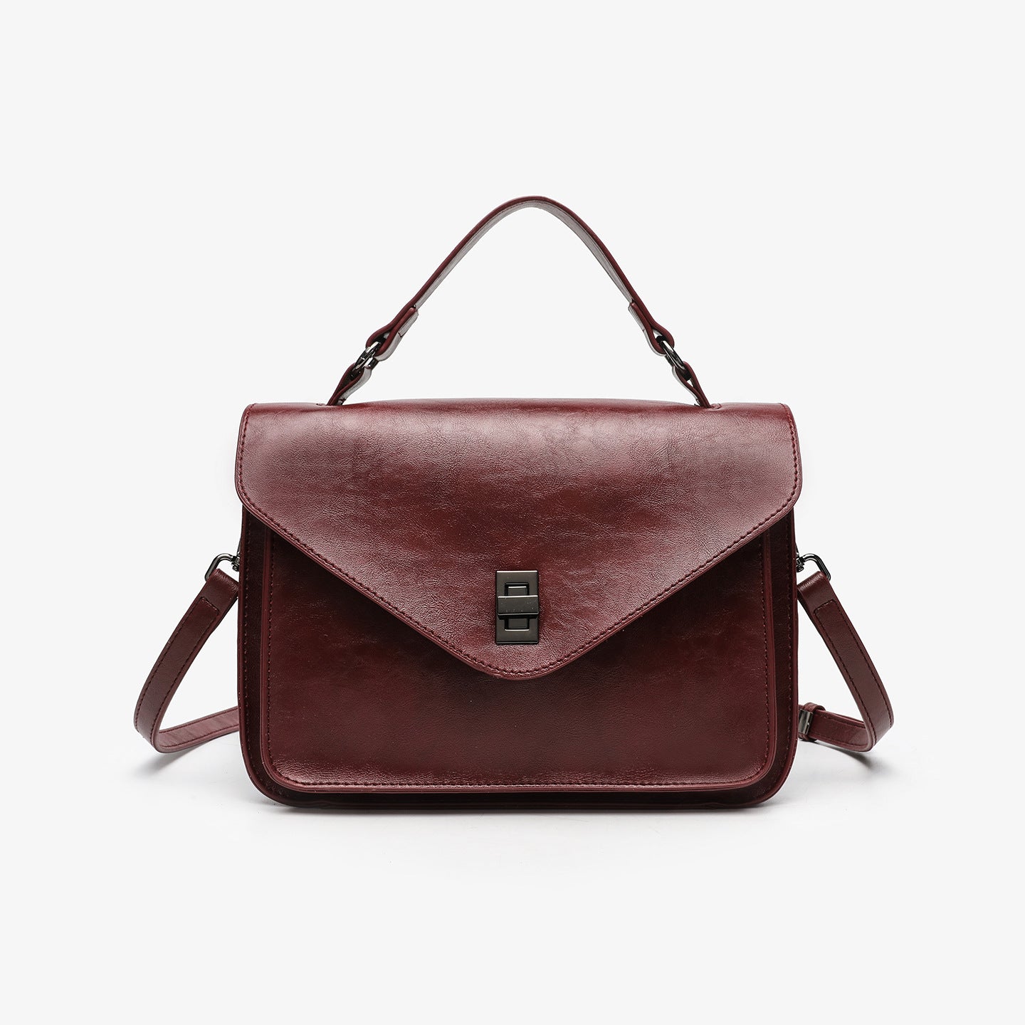 Oil-waxed Leather Vintage New Style Minimalist Fashionable Elegant Womens