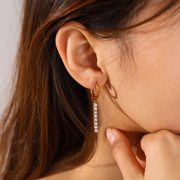 Exquisite Light Luxury Diamond-Inlaid Waterdrop Ear Buckles, Elegant Geometric Circle Earrings For Dating & Daily Wear