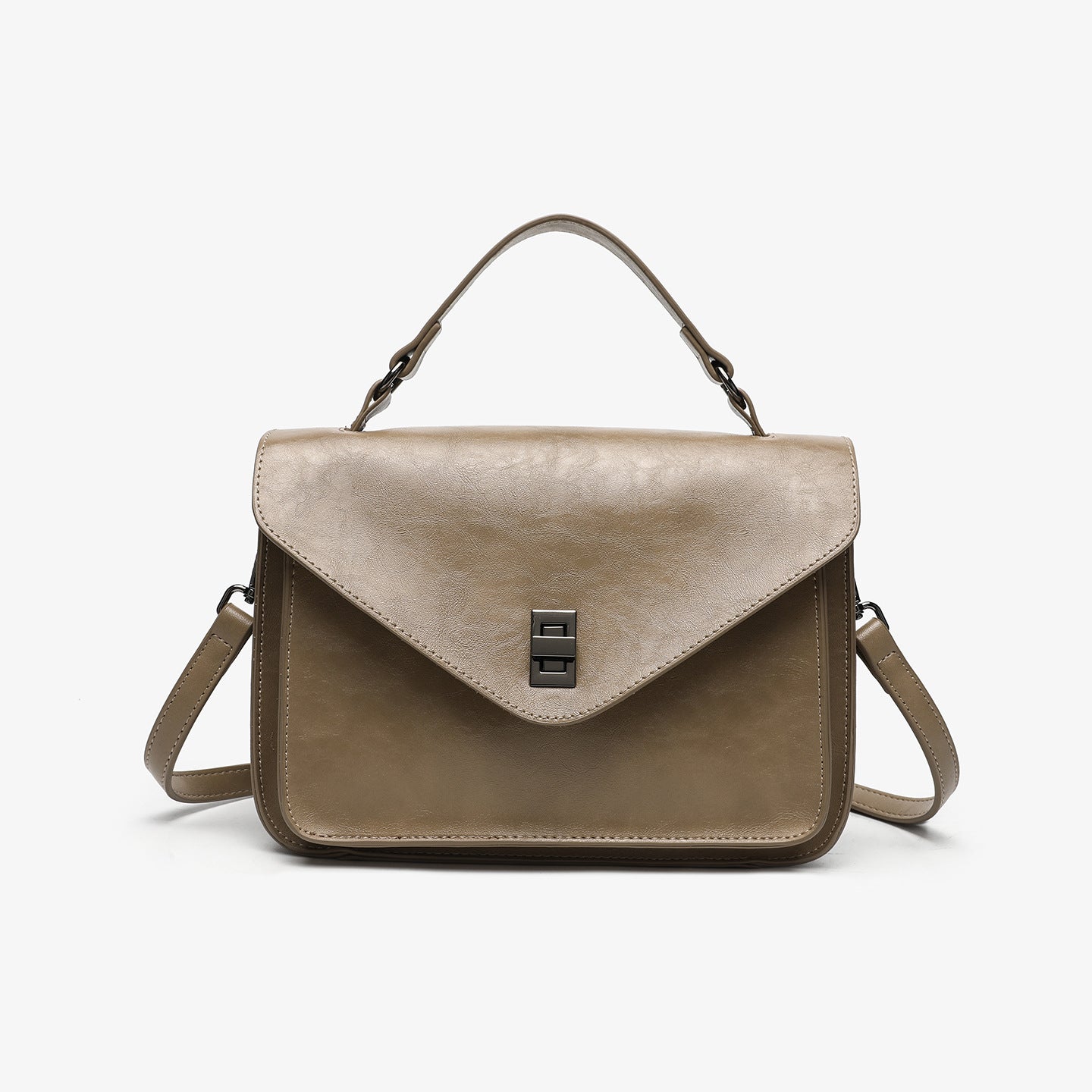 Oil-waxed Leather Vintage New Style Minimalist Fashionable Elegant Womens