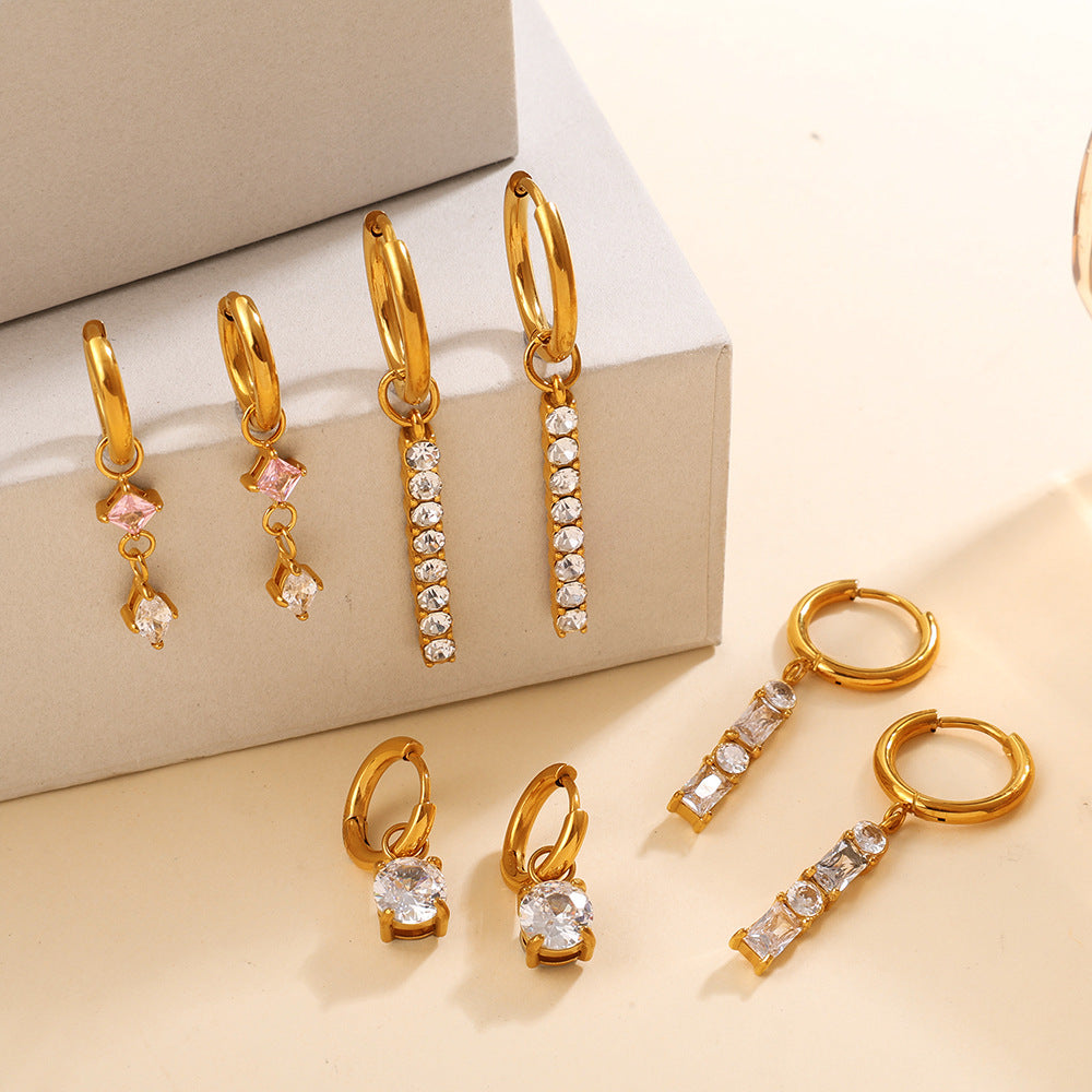 Exquisite Light Luxury Diamond-Inlaid Waterdrop Ear Buckles, Elegant Geometric Circle Earrings For Dating & Daily Wear