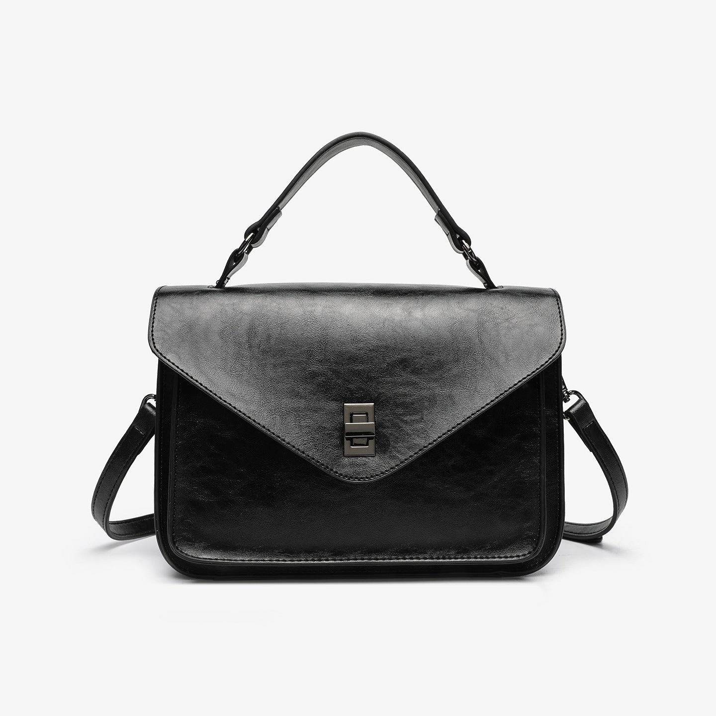 Oil-waxed Leather Vintage New Style Minimalist Fashionable Elegant Womens