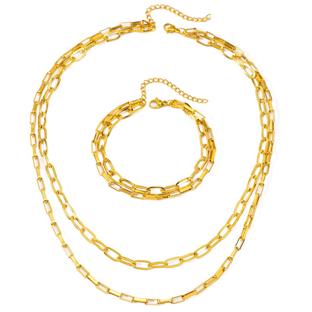 Hip-hop Versatile Double-layered Clavicle Chain