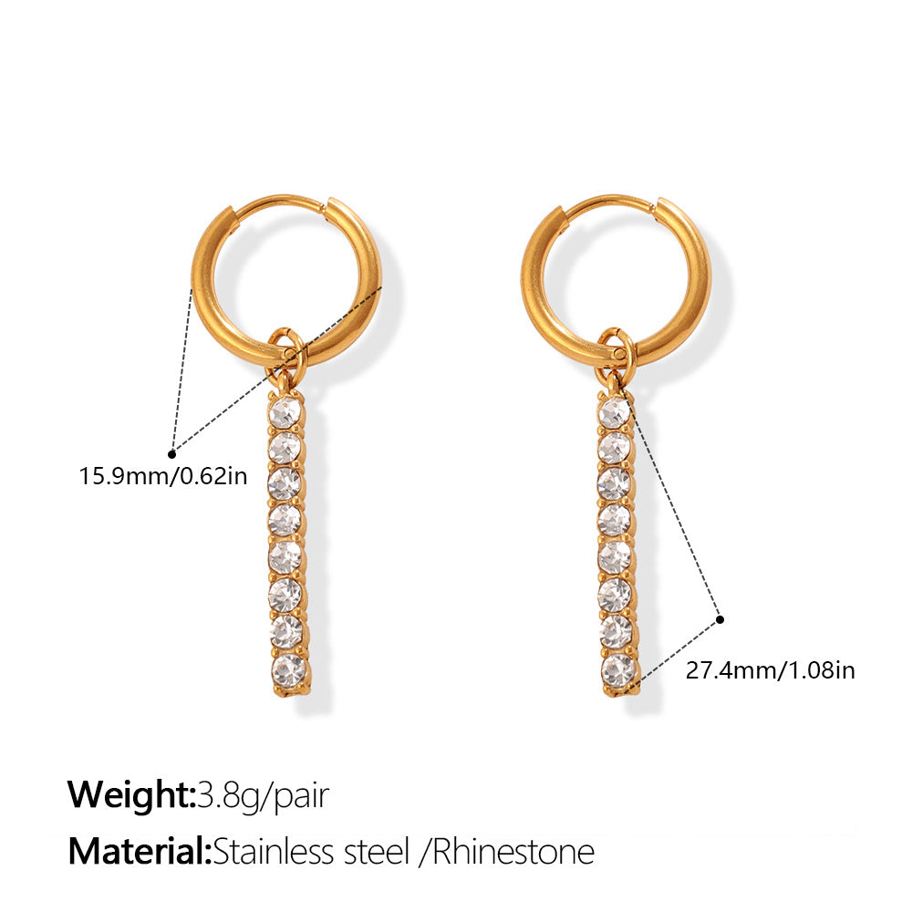 Exquisite Light Luxury Diamond-Inlaid Waterdrop Ear Buckles, Elegant Geometric Circle Earrings For Dating & Daily Wear