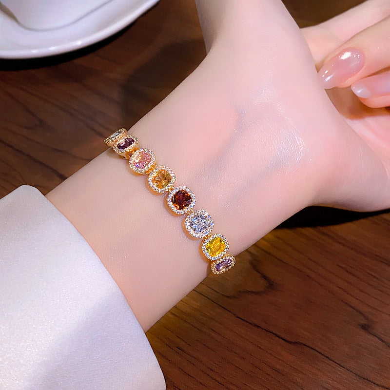 New Dopamine Colored Cubic Sugar Zircon Bracelet