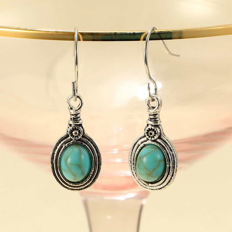 Simple Small Teardrop Turquoise Earrings For Women