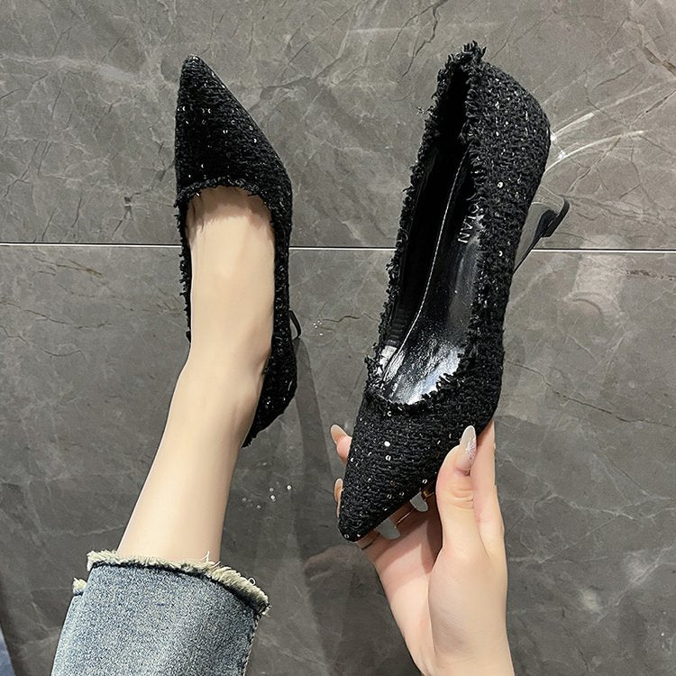 2026 New Arrival Women's Pointed-Toe Wedge Heels Stylish Minimalist Slip-On Pumps Versatile Elegant Design
