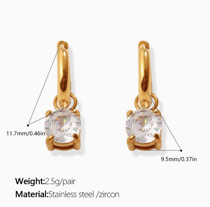 Exquisite Light Luxury Diamond-Inlaid Waterdrop Ear Buckles, Elegant Geometric Circle Earrings For Dating & Daily Wear