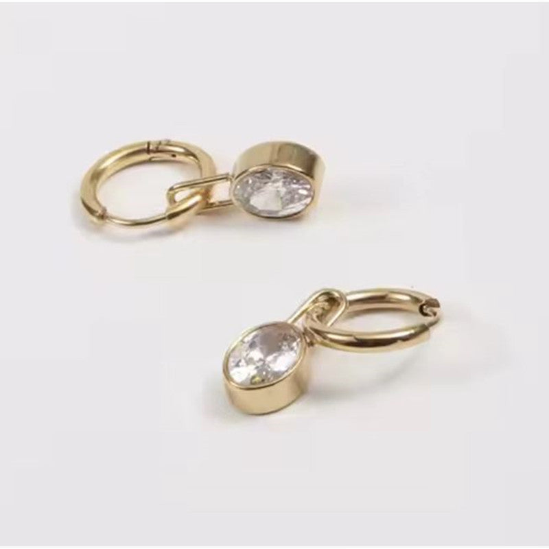 316 Stainless Steel Cartilage Piercing Earring, Single, Diamond-Encrusted Nose Hoop