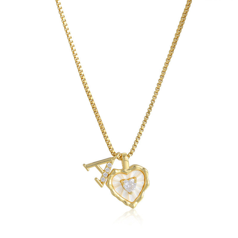 Diamond-encrusted Heart-and-letter Necklace Fashionable