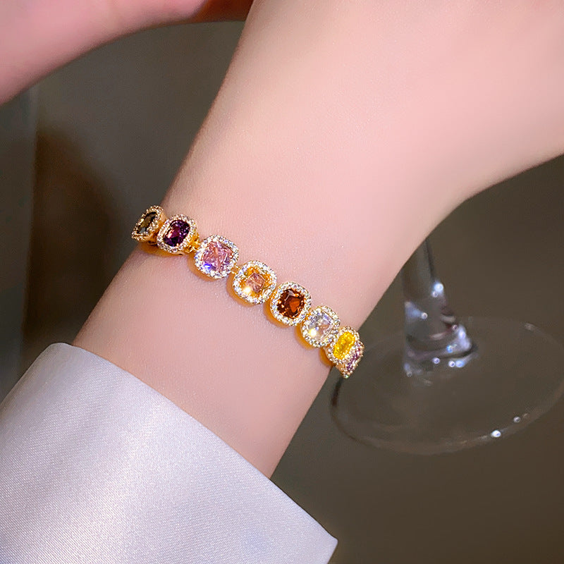 New Dopamine Colored Cubic Sugar Zircon Bracelet