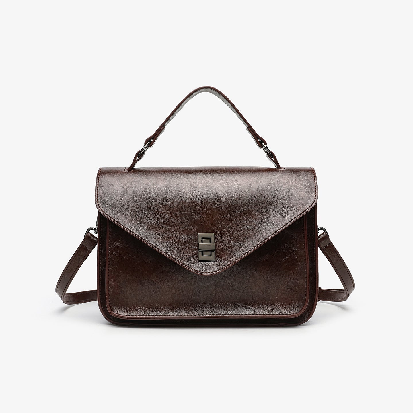 Oil-waxed Leather Vintage New Style Minimalist Fashionable Elegant Womens