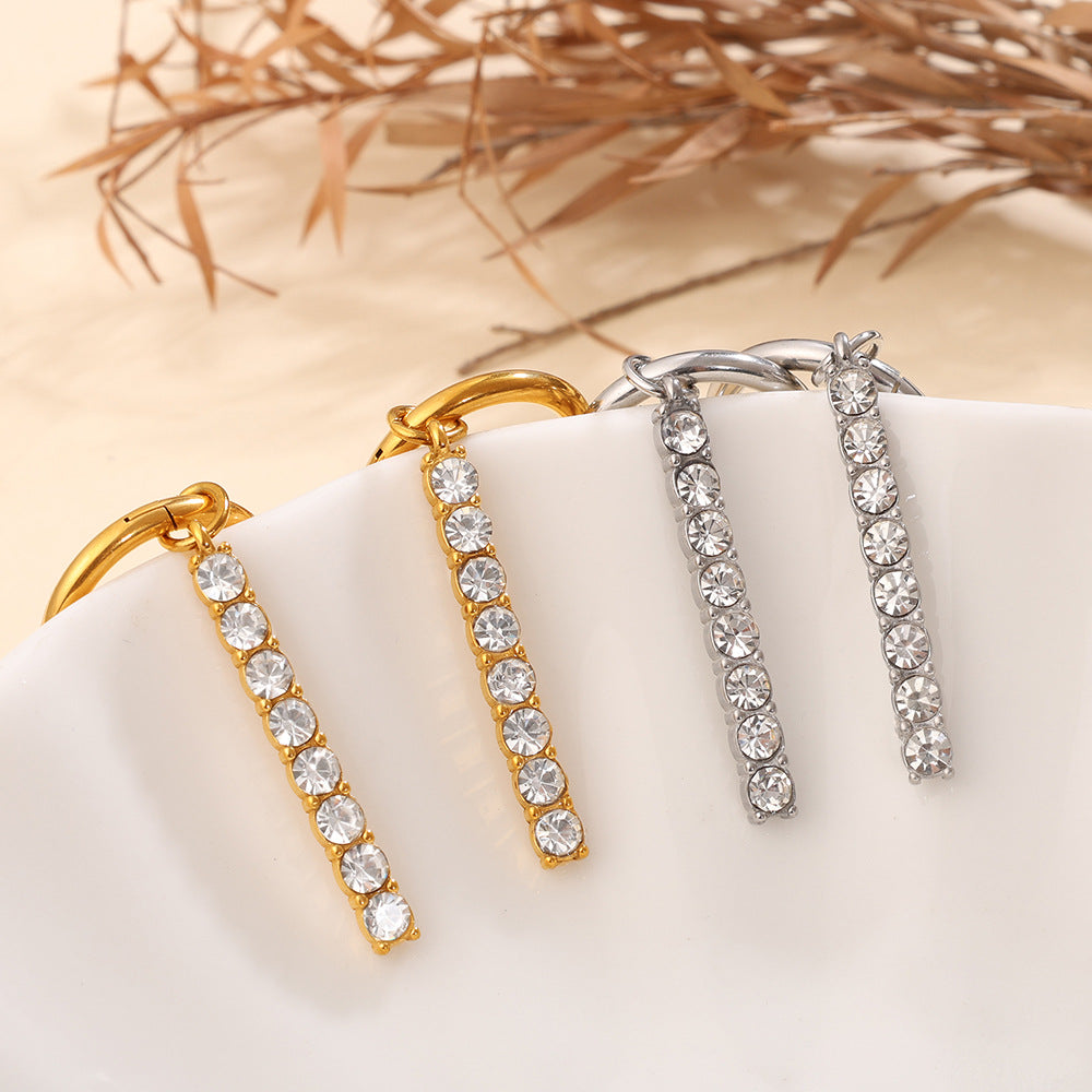 Exquisite Light Luxury Diamond-Inlaid Waterdrop Ear Buckles, Elegant Geometric Circle Earrings For Dating & Daily Wear